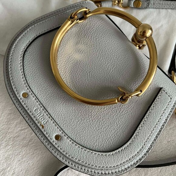 Chloe Handbags - Chloe Airy Grey Leather/Suede Small Nile Bracelet Bag #17E3S1301-HEU